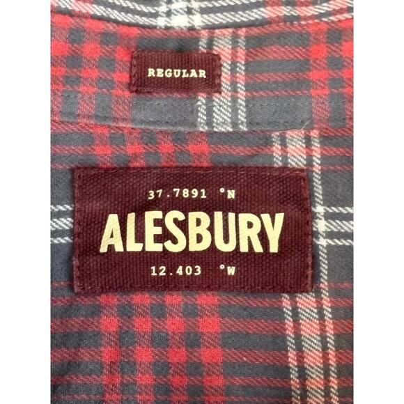 Alesbury Sz M Flannel Plaid Shirt Red / Gray / White long sleeve 100% Cotton - Picture 3 of 8
